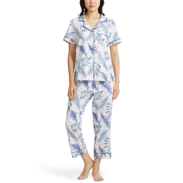 BedHead - Classic Woven Cotton Cropped PJ Set - Breezy Palm - Medium