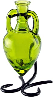 Couronne - Amphora Recycled Glass Vase & Metal Stand - Lime