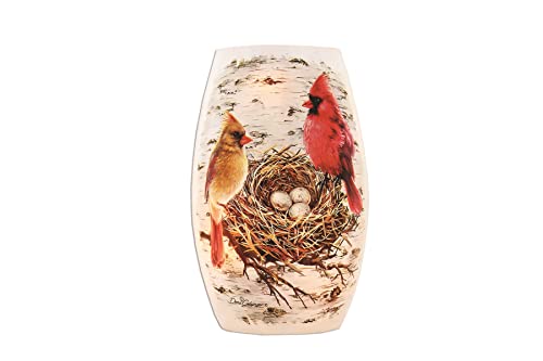 Stony Creek - Frosted Glass - 5" Lighted Vase - Nesting Cardinals