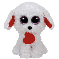 Ty Inc. - Beanie Boo Plush Stuffed Animal Honey Bun the White Dog w/ Heart 6"