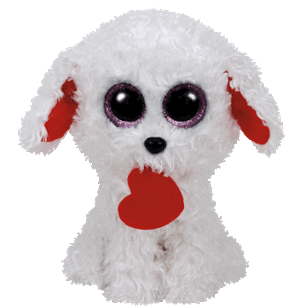 Ty Inc. - Beanie Boo Plush Stuffed Animal Honey Bun the White Dog w/ Heart 6"