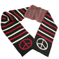 Green 3 - Women's Scarf - Peace Sign - Red & Cream Striped