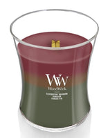 WoodWick - Trilogy Medium Candle - Hearthside  Elderberry Bourbon, Humidor, & Fraser Fir