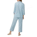 BedHead - 3/4 Sleeve Crop Jersey PJ Set - Dach-shund Through the Snow - X-Small