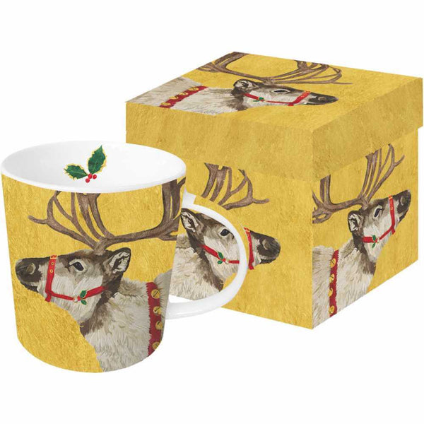Paperproducts Design - 13.5 oz. Mug - Yuletide Reindeer Gold