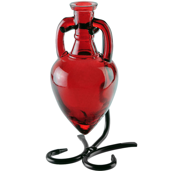 Couronne - Amphora Recycled Glass Vase & Metal Stand - Red