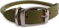 Auburn Leather - Rolled Round Dog Collar - 18"-22" - Green