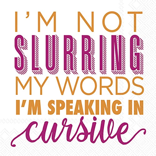 Boston International - 3-Ply 5" Cocktail Napkins - Speaking in Cursive