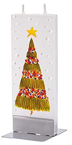 Flatyz - Twin Wick Flat Candle - Decorated Christmas Tree w/Star