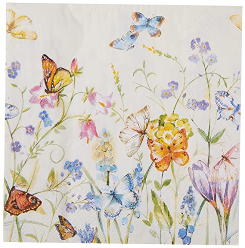 Boston International - 3-Ply 6.5" Lunch Napkins - Butterflies & Blossoms