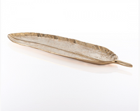 Lunares - Gold Plated Long Feather Tray - Small