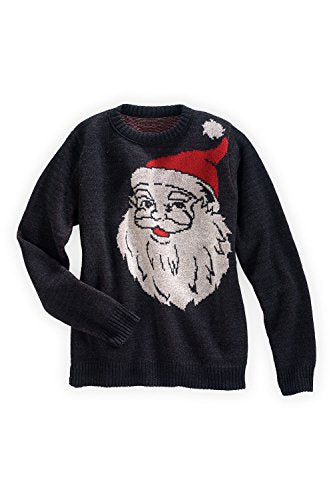 Green 3 - Crew Neck Sweater - Holiday Santa - Large