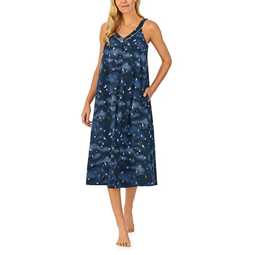 BedHead - Long V-Neck Cotton Gown - Midnight - Small