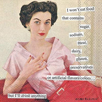 Boston International - 3-Ply 5" Cocktail Napkins 20 Count - I Won't Eat