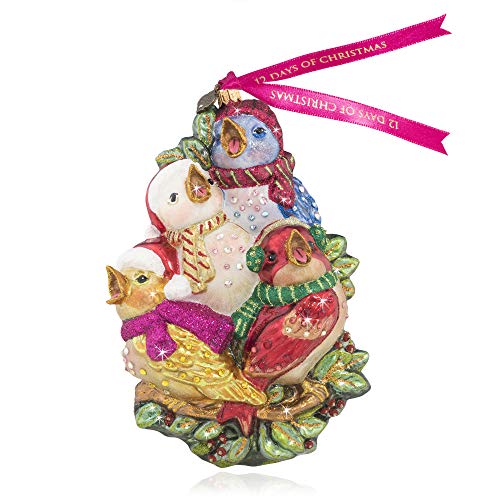 Jay Strongwater - Glass Holiday Ornament - Four Calling Birds