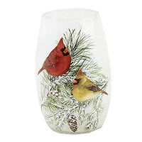 Stony Creek - Frosted Glass - 5.25" Lighted Vase - Christmas Cardinals