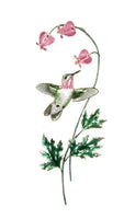 Bovano - Wall Sculpture - Hummingbird Calliope w/Bleeding Heart Flowers