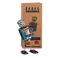 Gold Leaf Designs - Robot Drummer Metal Wind-Up Toy Replica