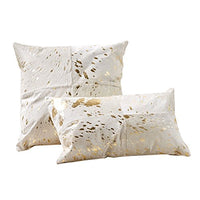 Tozai Home - Set of 2 Cowhide Pillows - Salt & Pepper