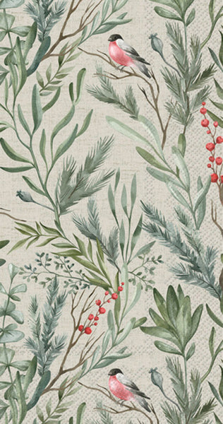 Boston International - Paper Guest Towel - Winter Greens- Cream