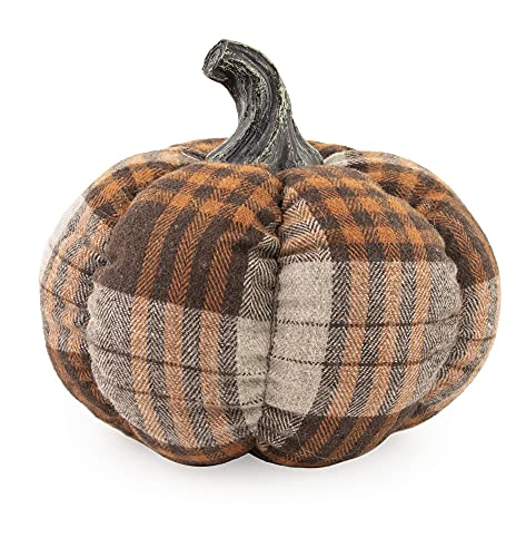 Boston International - Small Fabric Pumpkin - Brown Plaid