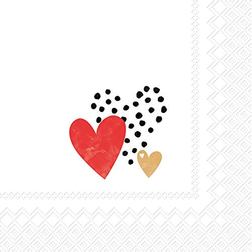 Boston International - 3-Ply 5" Cocktail Napkins - Love You Gold/Red