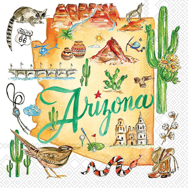Boston International - 3-Ply 5" Cocktail Napkins - State Collection - Arizona