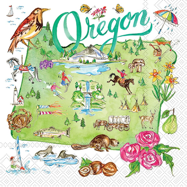 Boston International - 3-Ply 5" Cocktail Napkins - State Collection - Oregon