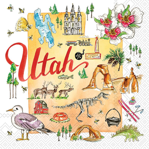Boston International - 3-Ply 5" Cocktail Napkins - State Collection - Utah