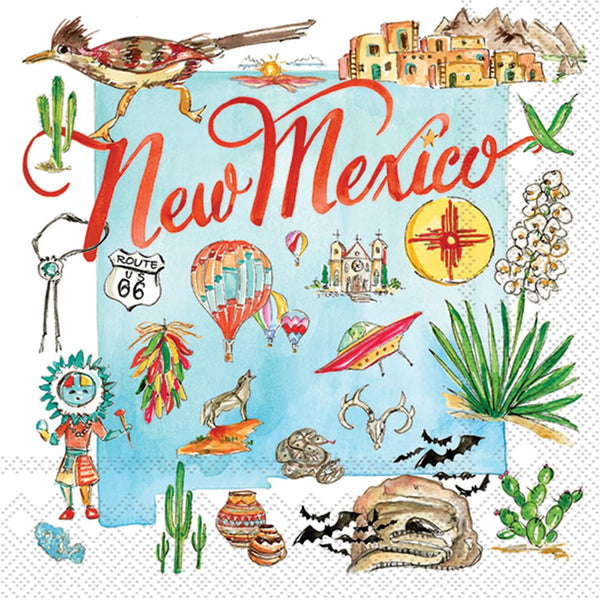 Boston International - 3-Ply 5" Cocktail Napkins - State Collection - New Mexico