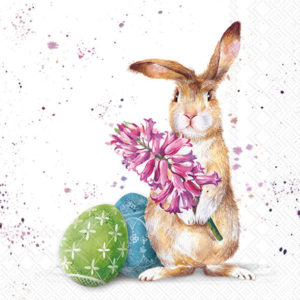 Boston International - 3-Ply 5" Cocktail Napkins 20 Count - Splashy Bunny