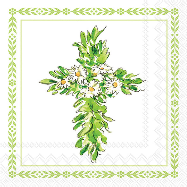 Boston International - 3-Ply 6.5" Lunch Napkins 20 Count - Floral Cross
