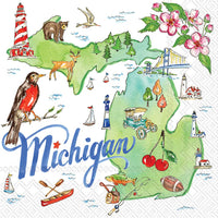 Boston International - 3-Ply 5" Cocktail Napkins - State Collection - Michigan