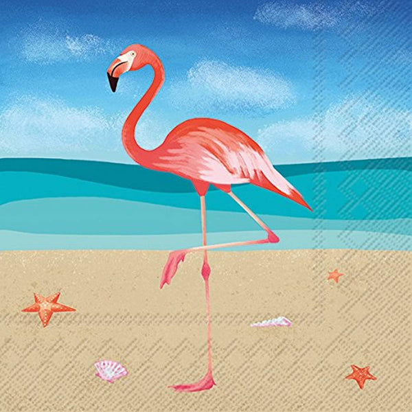 Boston International - 3-Ply 5" Cocktail Napkins 20 Count - Pink Flamingo