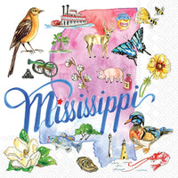 Boston International - 3-Ply 5" Cocktail Napkins - State Collection - Mississippi
