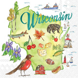 Boston International - 3-Ply 5" Cocktail Napkins - State Collection - Wisconsin