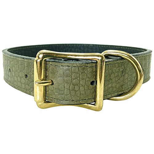 Auburn Leather - Savannah Embossed Pet Collar - 16"-20" - Olive