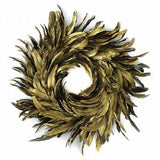 Zucker Feather - Natural Schlappen Feather Wreath - 18" Gold