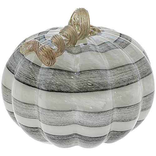 Boston International - Large Glass Pumpkin - Black & White
