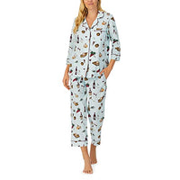 BedHead - 3/4 Sleeve Cropped PJ Set - Wine & Cheese - Large