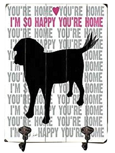 ArteHouse - 12" x 16" Wooden Leash Holder  - Im So Happy You're Home
