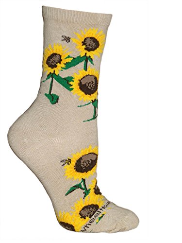 Wheel House Designs - Sunflowers on Khaki Socks - 10-13