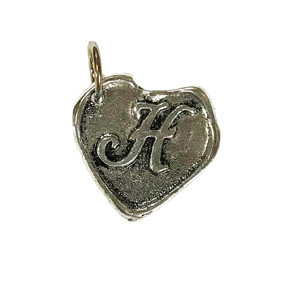 Wax Insignia - Seal Heart Charm - Silver Plated -  "H"