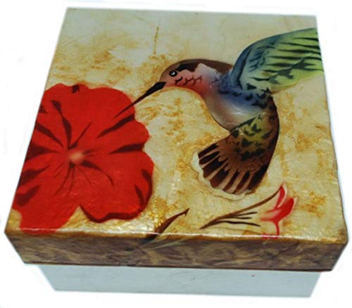 Kubla Craft - Large Capiz Shell Trinket Box - Hummingbird