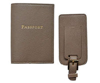 Graphic Image - Goatskin Leather - Passport Case & Luggage Tag - Taupe