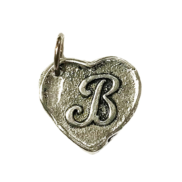 Wax Insignia - Seal Heart Charm - Silver Plated -  "B"