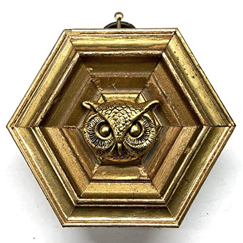 Museum Bees - Gilt Hexagon Frame w/ Owl Head - 3"