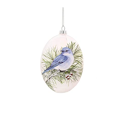Stony Creek - 5" Glass Ornament - Winter Bluebird - Front Facing