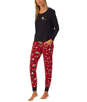 BedHead Pajamas - Long Sleeve Crew Neck Joggers Pajama Set - Peanuts Winter Fun - Small