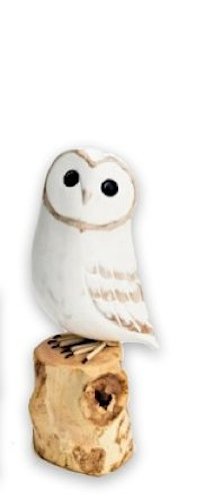 Fair Trade - Hand Made - Wood Carved White Barn Owlet